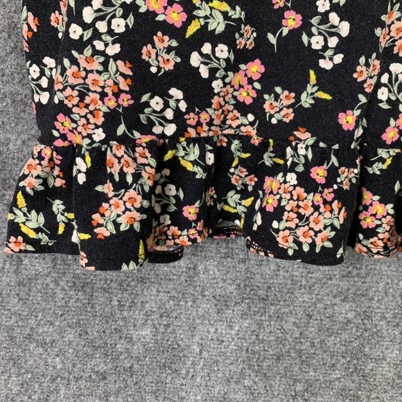 Loft Floral Crop Top Flutter Cap Sleeve Women XXS V-Neck Ruffle Hem - Picture 5 of 11